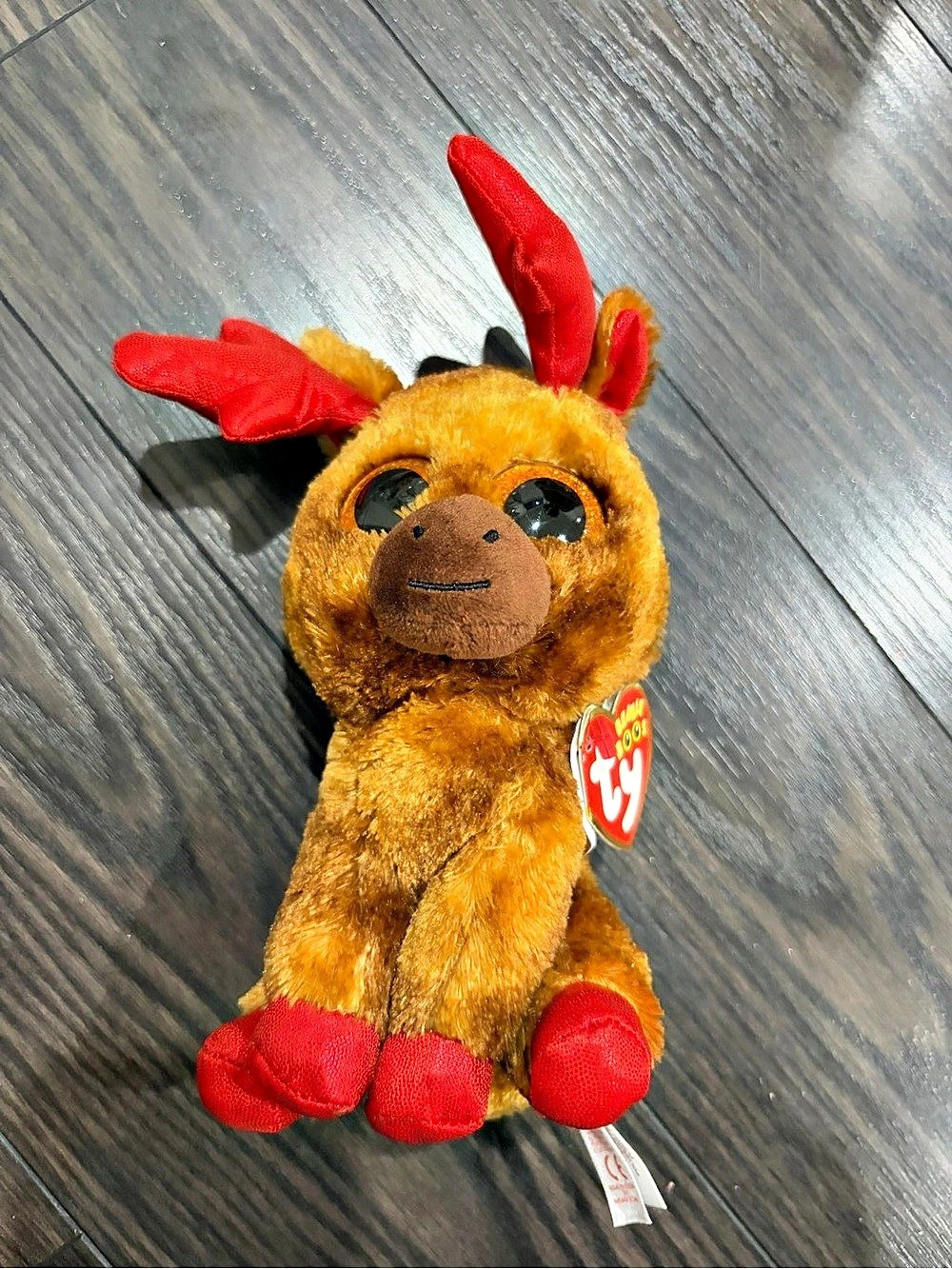 Ty Maple the Moose Plush Brown & Red